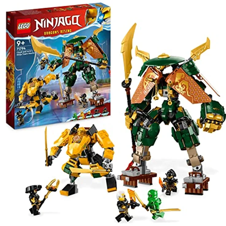 LEGO 71794 NINJAGO Lloyds und Arins Ninja Training-Mechs Set mit 2 kombinierbaren Action-Figuren und 5 Minifiguren, Ninja-Kampfspielset, Geschenk für Kinder