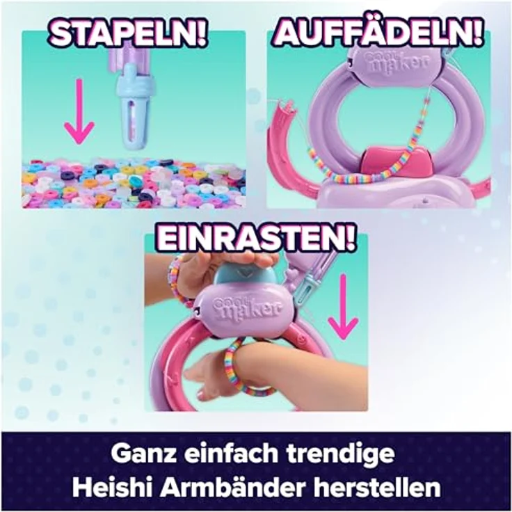 Spin Master Cool Maker Stack'd Heishi Armband Studio, Kreativset zur Herstellung von individuellen Perlenarmbändern mit Perlenstift und automatischem Auffädeln – Bild 2