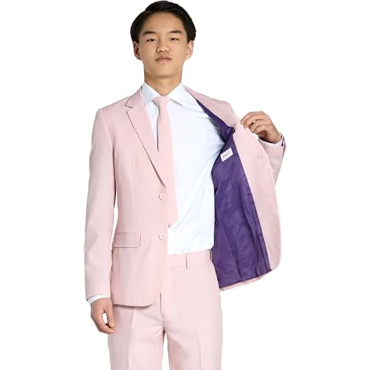 OppoSuits Lush Blush Anzug für Jugendliche, Slim-fit Passform in Pink, vollständig gefüttert, inklusive Krawatte – Bild 5