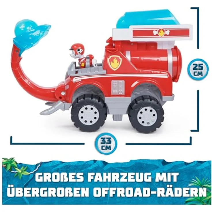 Spin Master Paw Patrol Jungle Pups Marshall, Feuerwehrauto im Elefanten-Design mit Wassergeschossen und beweglichem Rüssel – Bild 3