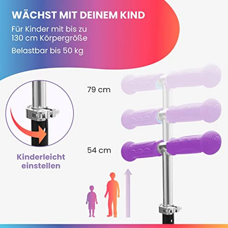 Fun Pro ONE Roller, der Sichere Premium Roller Kinder 3 Jahre, LED Räder, faltbar, 3 Jahre Garantie, blau – Bild 4
