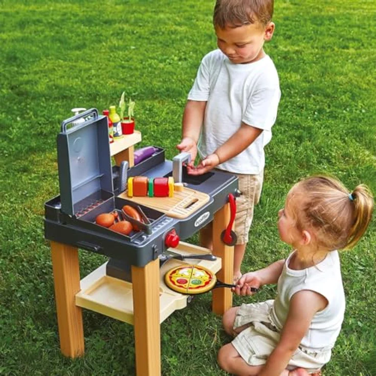Ecoiffier Sommerküche 4650, Outdoor-Spielzeug für Kinder ab 18 Monaten mit Pizzaofen, Grillplatte und Zubehör, bunt – Bild 3