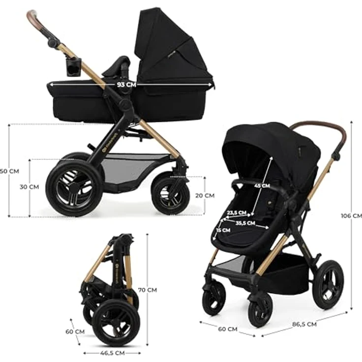 KinderKraft Moov 2 Air, 4-in-1 Kinderwagen mit umwandelbarem Sitz, aufblasbaren Rädern und Zubehörset – Bild 18
