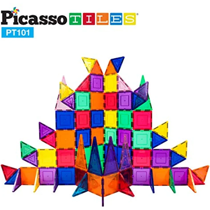 PicassoTiles 101 Piece Magnetic Building Block Set, STEM Educational Toy for Child's Brain Development, Stacking Blocks, PT101 – Bild 3