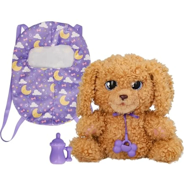 IMC TOYS Baby Paws Interaktiver Labradoodle, Kuscheltier mit flauschigem Lockenfell, inkl. Schnuller, Fläschchen und Tragebeutel, ab 18 Monaten geeignet – Bild 2