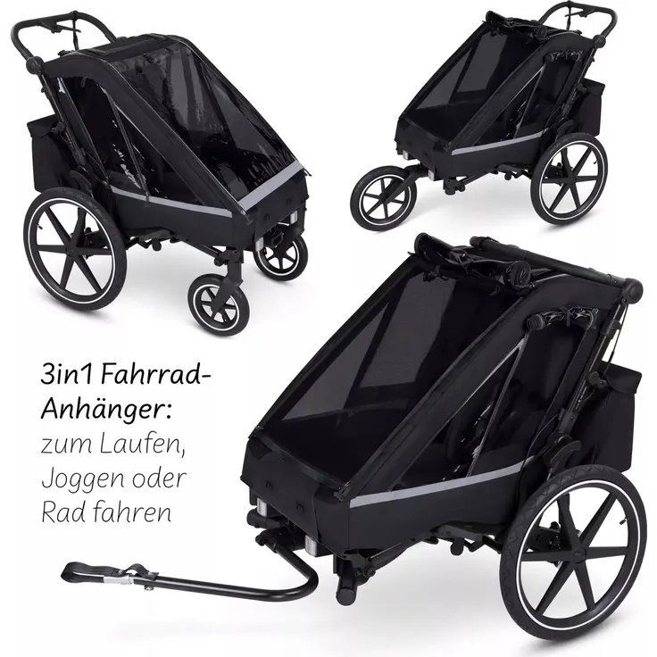 ABC Design Fahrradkinderanhänger Tour mit 2 Komfortsitzen, 3in1 Verdeck, UPF 50+ Sonnenverdeck - Preisvergleich – Bild 2