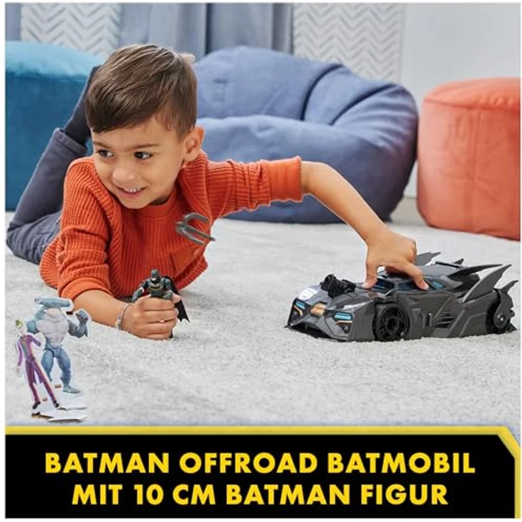 Spin Master - Batman Offroad Batmobile mit Fanghaken-Katapult und Gitter-Zelle im Heck, inkl. 10-cm Batman Figur, für Superheldenfans ab 4 Jahren – Bild 2