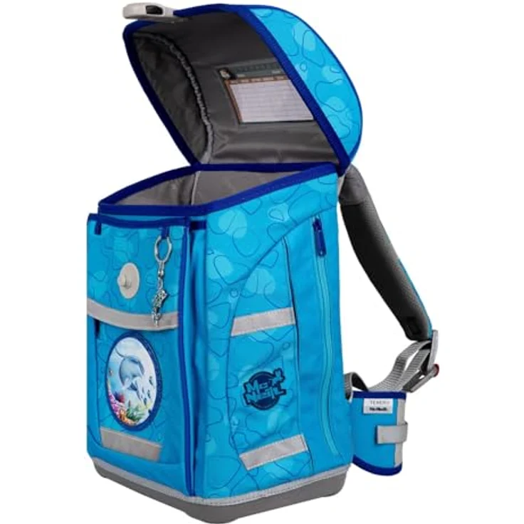 McNeill Schulranzen Tenero, Bubble, 5-tlg. Set mit Federmäppchen, Turnbeutel, Schlamperrolle & Motivmagnet, reflektierendes Magnetschloss, ClickFlex Rückensystem, verstellbare Gurte – Bild 7