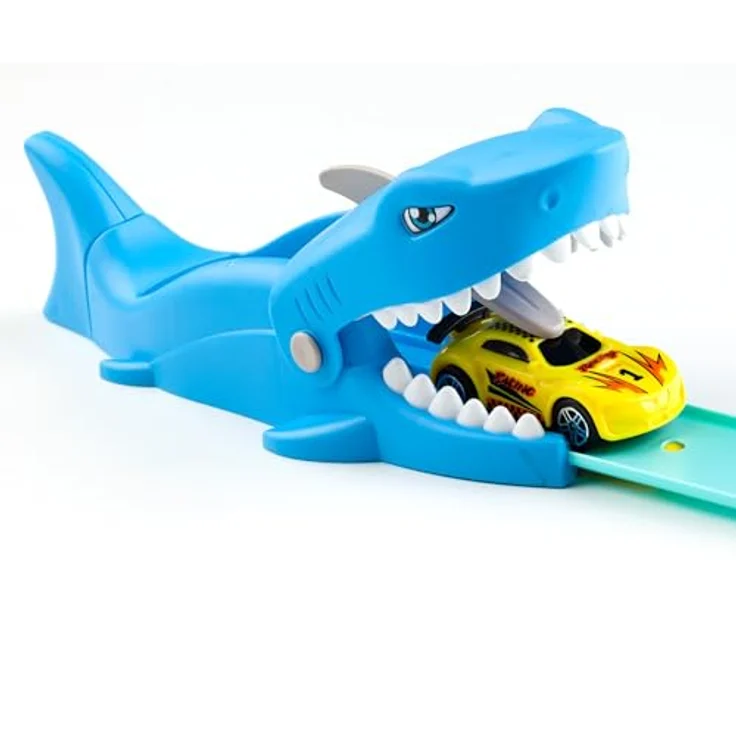 M MOLTO Beast Wheels Schiebe, Autorennbahn mit 360º Looping, Modell Dinosaurier Rex und Shark Track, inklusive 1 Reibungsauto und 6 Zubehörteilen, 107 x 28,5 x 11 cm – Bild 4