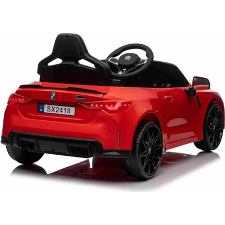RIRICAR Elektro Kinderauto BMW M4, rot, Fernbedienung, 12-V-Batterie, LED-Leuchten, 2 x Motor – Bild 5