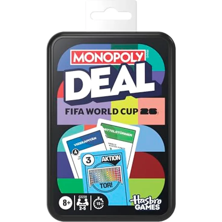 Monopoly Monopoly Deal FIFA World Cup 2026 Edition - Offiziell lizenziertes Fußball-Kartenspiel für 2 bis 5 Spieler, ab 8 Jahren, Spieldauer 15 Min, Deutsche Version