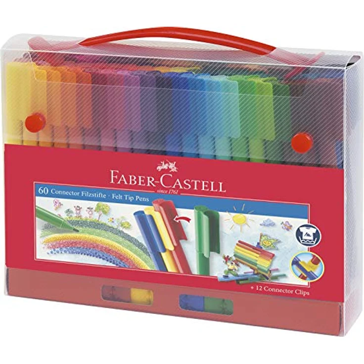 Faber-Castell 155560 - Filzstifte Connector in Koffer, 60-teilig - Preisvergleich – Bild 1