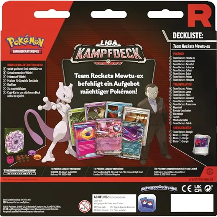 Pokémon PKM Liga-Kampfdeck Rockets Mewtu, spielbares Deck mit 60 Karten, inkl. Team Rockets Mewtu-ex und Iksbat-ex, Schadensmarken-Würfel und Strategieanleitung – Bild 4