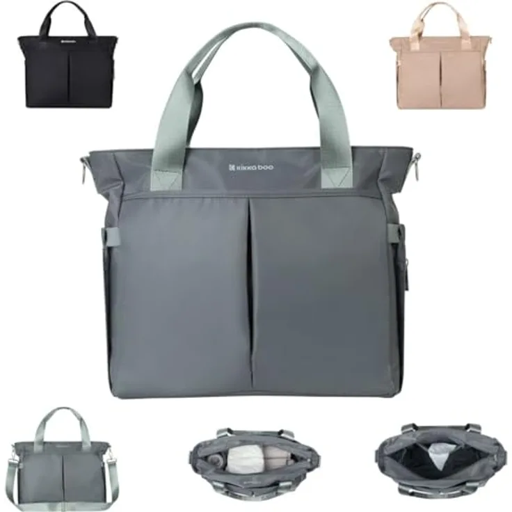 Kikka Boo Wickeltasche Brielle, Clips zur Befestigung, wasserfest, Schultergurt, grau