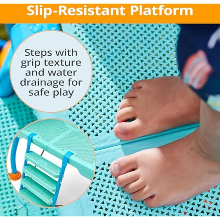Plum Waterpark Splash Station, Wasserrutschen-Set mit Wasserblaster, 8-Musterregner und rutschfester Spielplattform – Bild 5