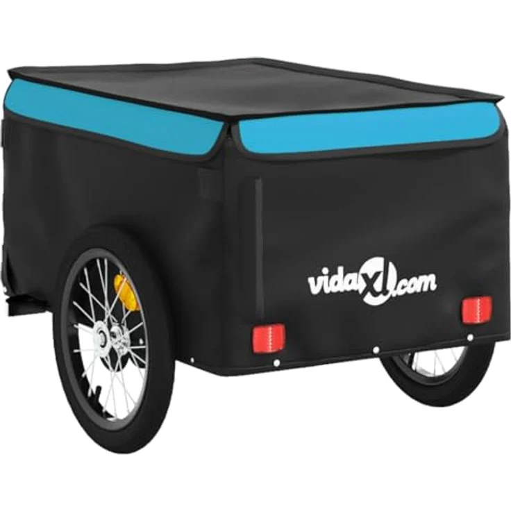 vidaXL Fahrradkinderanhänger Fahrradanhänger Schwarz und Blau 45 kg Eisen, Robustes Material und praktisches Design – Bild 7