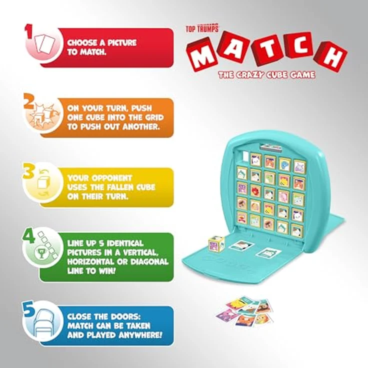 Top Trumps Match Squishmallows Brettspiel, Match 5 Lola The Unicorn, Daxxon The Alien oder Cam The Cat in a Row to Win, Perfect for travel, Gift for Ages 4 Plus, Praktischer Kunststoffkoffer, 15 Lieblingscharaktere – Bild 3