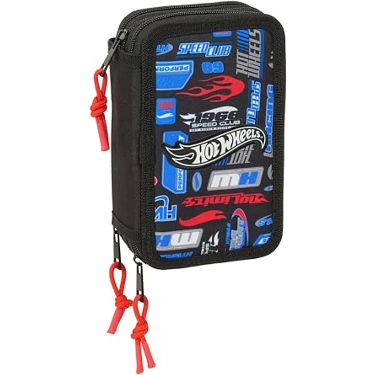 Safta HOT Wheels Schulmäppchen M, 37 Utensilien, bunt, 12,5 x 5,5 x 19,5 cm, robust und vielseitig für 5-14 Jahre – Bild 1
