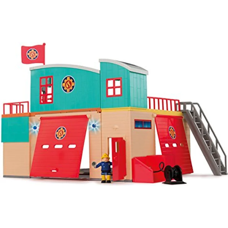Simba Feuerwehrmann Sam Pontypandy Feuerwehrstation, mit Geräuschen, Lichtern und umfangreichem Zubehör, ab 3 Jahren – Bild 2