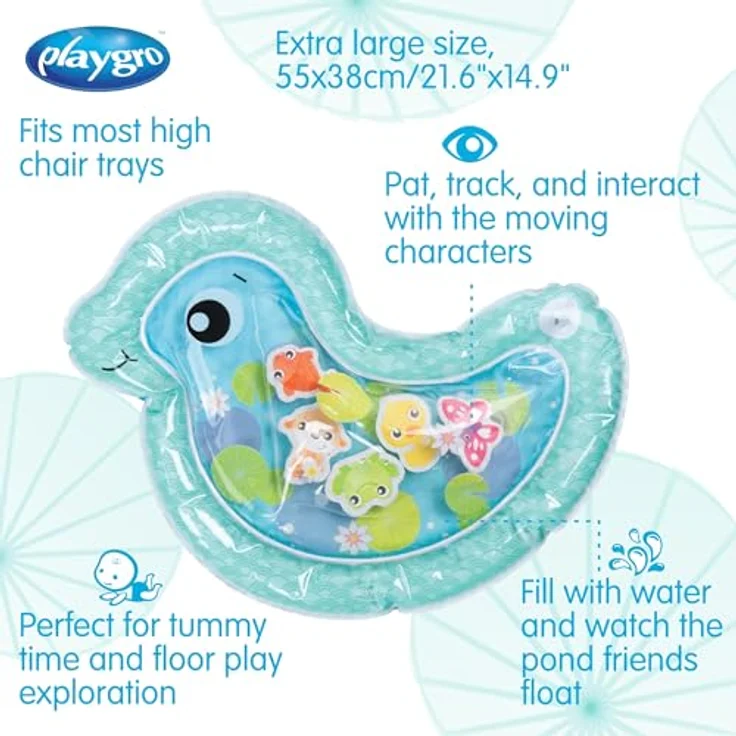 Playgro Wassermatte Baby, Aufblasbare Wasserspielmatte für sensorische Entwicklung, BPA-frei, ideal für 3-9 Monate – Bild 2