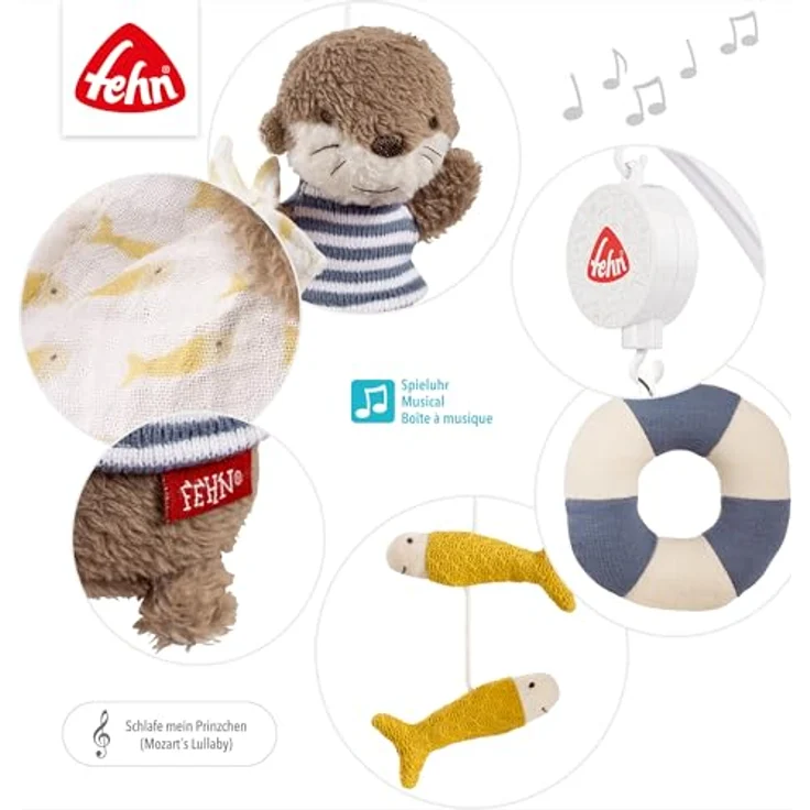 Fehn Otter Theo Musik-Mobile, Aufzieh-Mobile mit Spieluhr-Melodie „Mozarts Wiegenlied“, Ø 40 cm - Preisvergleich – Bild 5