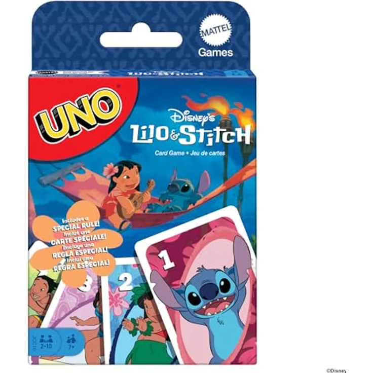 UNO Lilo & Stitch, Kartenspiel mit Disney-Charakteren und 'Ohana'-Regel, für 2-10 Spieler, ab 7 Jahren – Bild 1
