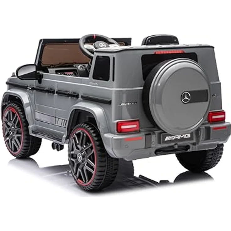 FINOOS Mercedes Benz G63 Kinder Elektroauto 12V mit Fernbedienung, grau, 2 Motoren, LED-Scheinwerfer, USB/AUX/SD-Slot, Sicherheitsfunktionen – Bild 5