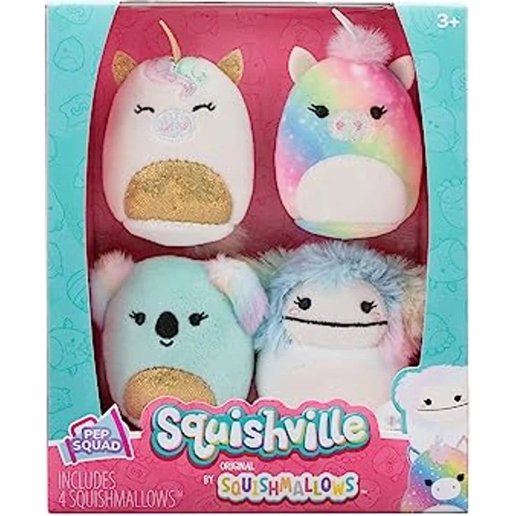 Squishville SQM0468-4er Pack Jubel Squad, superweiche Mini-Squishmallows, 5cm Plüschfiguren – Bild 1