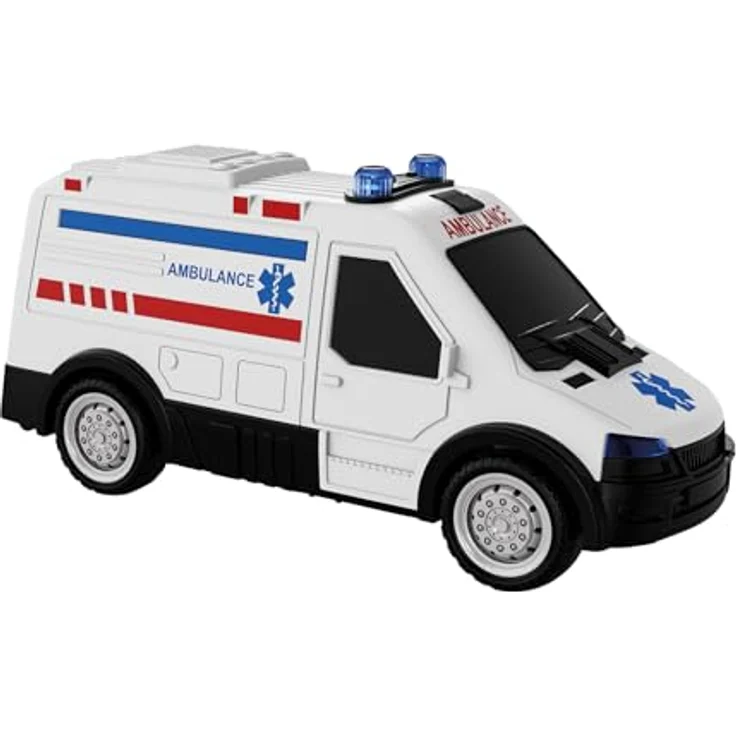 Happy People SOS-Rettungsstation mit 3 Fahrzeugen, Polizei, Feuerwehr und Krankenwagen, mit Licht- und Soundeffekten, Mikrofon und Lautsprecher, inkl. Batterien, 33x21x18 cm – Bild 3