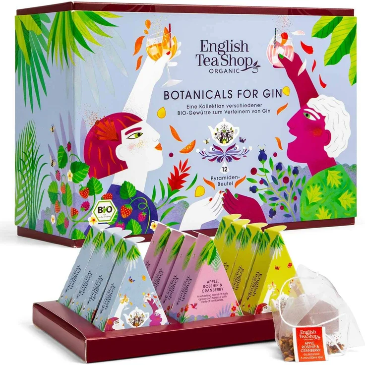 English Tea Shop ETS - Botanicals for Gin Set, Geschenkbox Gin Gewürz-Kollektion, BIO, 12 Pyramidenbeutel – Bild 1