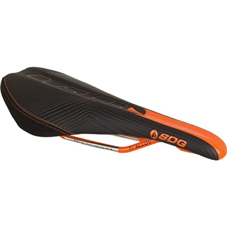 SDG Sattel Duster MTN MTB Sattel Unisex Erwachsene, schwarz/orange - Leichter All Mountain Sattel mit Titan/Aluminium Schienen, 140 x 285 mm, 240 g – Bild 1