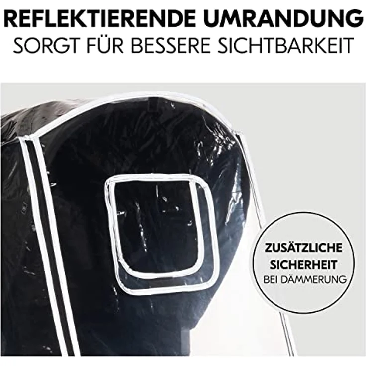 Hauck Universal Regenschutz Buggy Kinderwagen, Reflektierende Umrandung, Kontakt-Fenster, Gute Luftzirkulation, Einfache Befestigung, Kompatibel mit hauck Buggy, Transparent – Bild 6