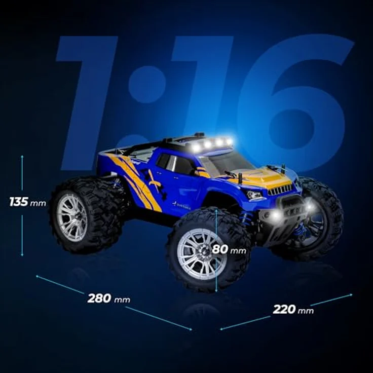 Overmax X-Shard RC Monster Truck 4x4 1:16, LED-Beleuchtung, Metallantrieb, IPX4, 30 km/h, RTR Offroad Auto – Bild 11