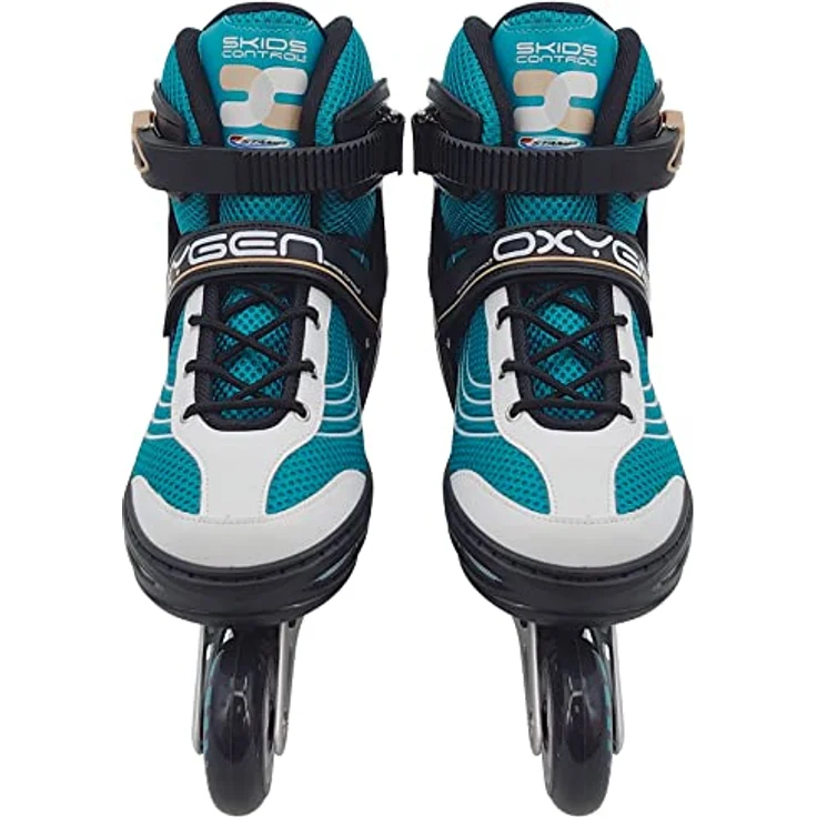 Stamp Unisex-Adult Patins en Ligne Ajustable semi-Soft SKIDS Control Oxygen T. 42-45, Blue-Black – Bild 3
