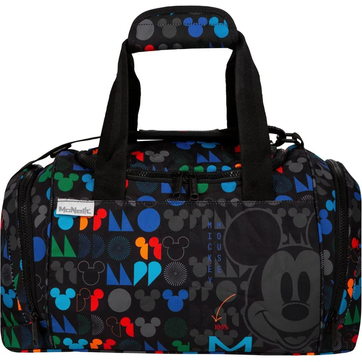 McNeill Sporttasche Disney, Mickey Mouse, für Schule, Sport und Freizeit, abgerundete Form, großes Nassfach, verstellbarer Umhängegurt