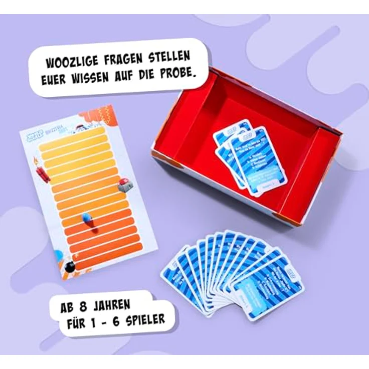 Noris 606102073 - Woozle Goozle Quizzeria 3001 (Spiel ab 8 Jahre) - Kooperatives Quiz für Kinder zum Allgemeinwissen, 1-6 Spieler, ca. 20 Min. Spiel-Dauer, Offizielles Toggo Lizenzprodukt, Made in Germany, 3 Schwierigkeitsstufen – Bild 3