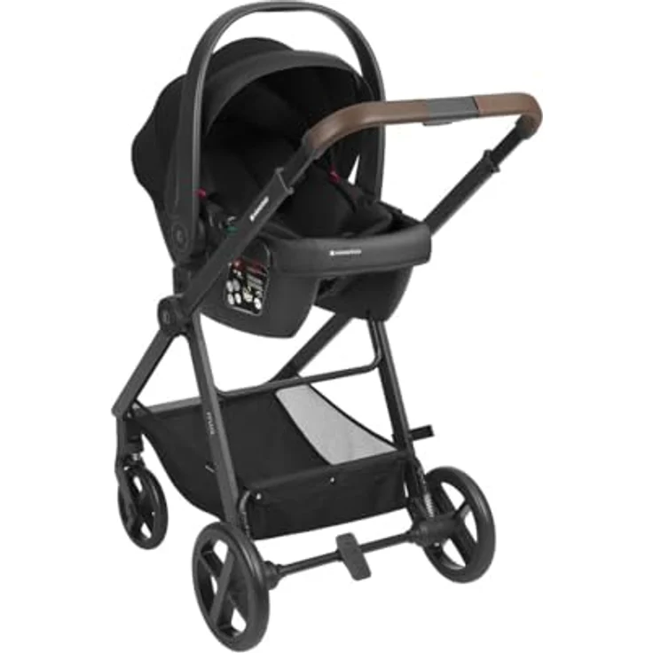 Kikkaboo Kombikinderwagen Mia 3 in 1, 3-in-1 Kinderwagenset mit Babywanne, Babyschale, Wickeltasche, bis 22 kg, Aluminiumrahmen, verstellbare Rückenlehne, abnehmbares Sonnendach, grau – Bild 3