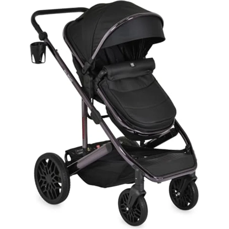 Moni Kombikinderwagen 3 in 1 All Road, umbaubar von Babyschale zu Sportsitz, inkl. i-Size-Autositz, robust, faltbar, grau – Bild 2