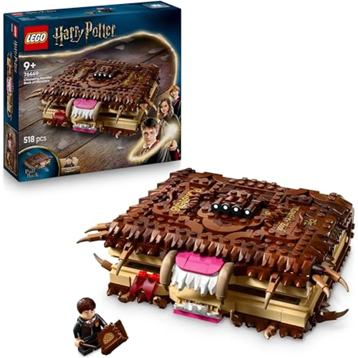 LEGO Harry Potter™ 76449 Beißendes Monsterbuch der Monster Bausatz, 518 Teile, interaktives Spielzeug mit Rückziehfunktion, Mehrfarbig – Bild 2