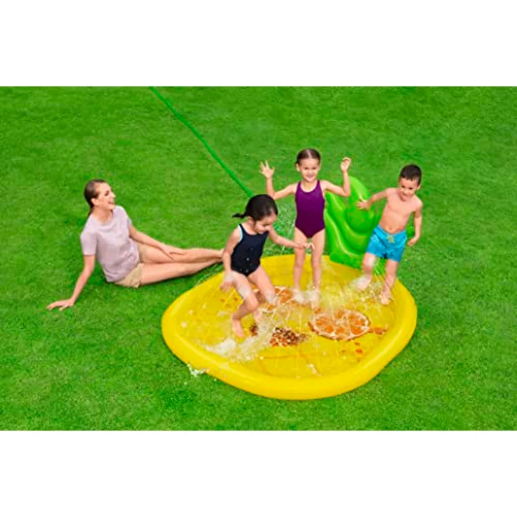 BESTWAY Wassermatte Sunny Pineapple, Planschbecken mit Wassersprinkler, 196x165 cm, strapazierfähiges PVC – Bild 3