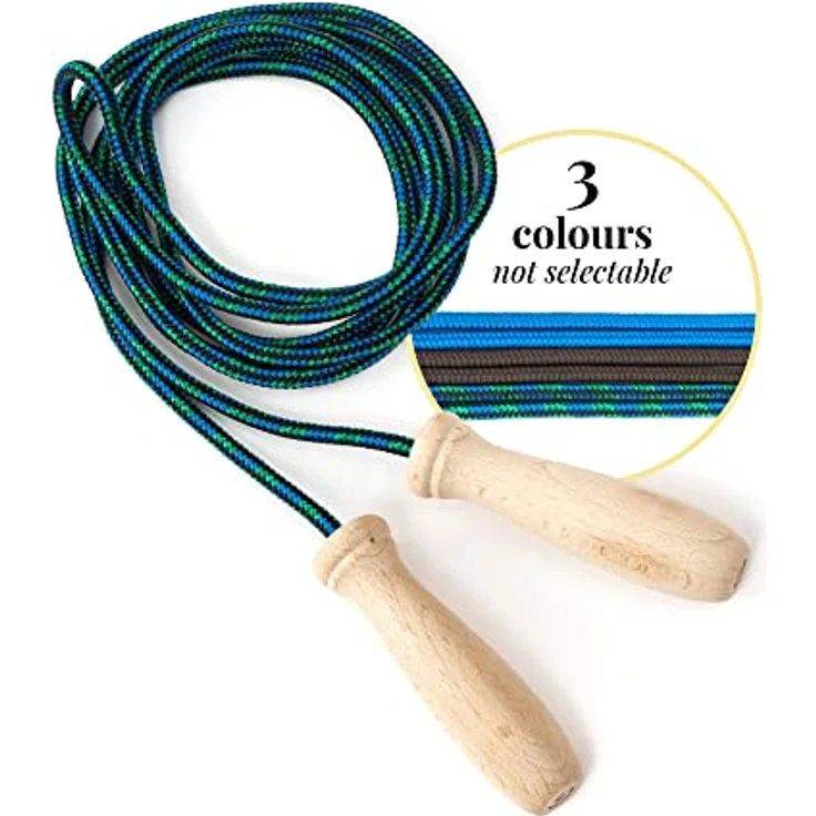 tuuli Accessories Springseil Holzgriff Baumwollseil Fitness Spiel Training 230 cm – Bild 2