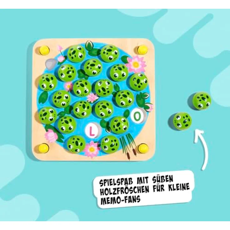 Noris Mein Frosch Memo-Spiel, Legespiel mit Holzfröschen für Kinder – Bild 5