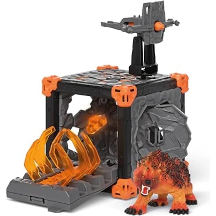 Schleich BattleCave Lavabär, Eldrador Creatures mit feuerrotem Fell und Lava-Weltenkristall, 15 cm – Bild 1