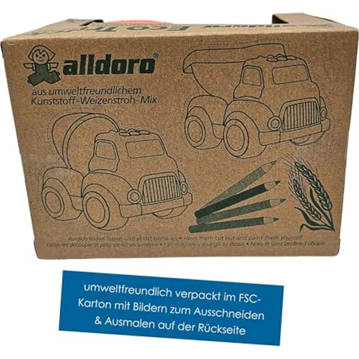 alldoro 60404 Spielfahrzeug Kipplaster für Kinder, 18 cm, grün, Kunststoff-Weizenstroh-Gemisch, ecofriendly – Bild 4