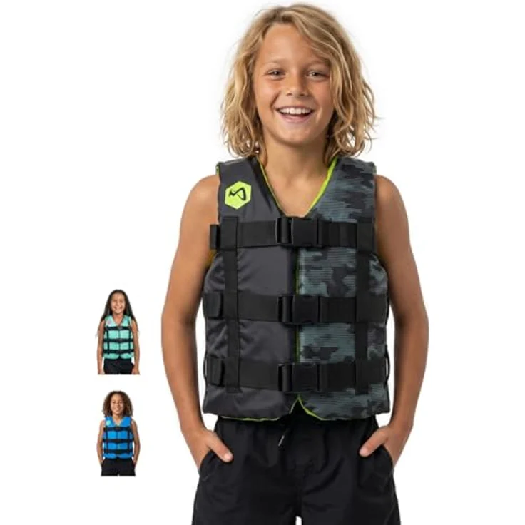 MESLE Schwimmweste Kinder H210 Junior, 50N Auftriebsweste mit Schrittgurt für 25-40 kg, Prallschutzweste für Mädchen & Jungs, geeignet für SUP und Kajak, 6-10 Jahre – Bild 1