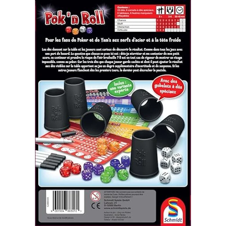 Schmidt Spiele 88307 Pok'n'Roll, Würfelspiel für 3-6 Spieler, Spielzeit 30-45 Minuten, ab 8 Jahren – Bild 2