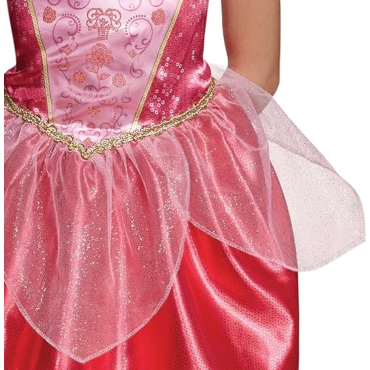 Disguise Disney Princess Aurora Kinderkostüm Classic XS (3-4), Offiziell lizenziert, Schimmerndes Oberteil und Schößchenrock – Bild 5