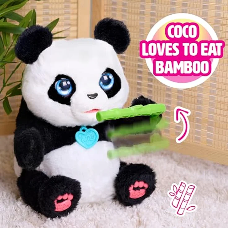 Just Play furReal Coco the Tumbling Panda, interaktives Kuscheltier mit über 60 Geräuschen und Bewegungen, 27 cm, schwarz-weiß – Bild 4