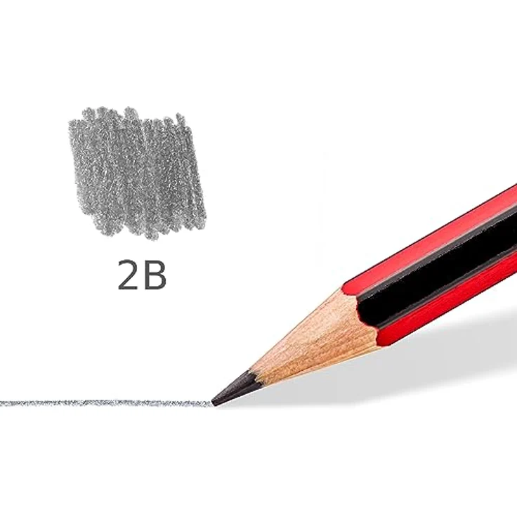 STAEDTLER 110 Tradition Bleistift, 2B Härte, sechseckig, Zedernholz, 12 Stück, schwarz/rot – Bild 3