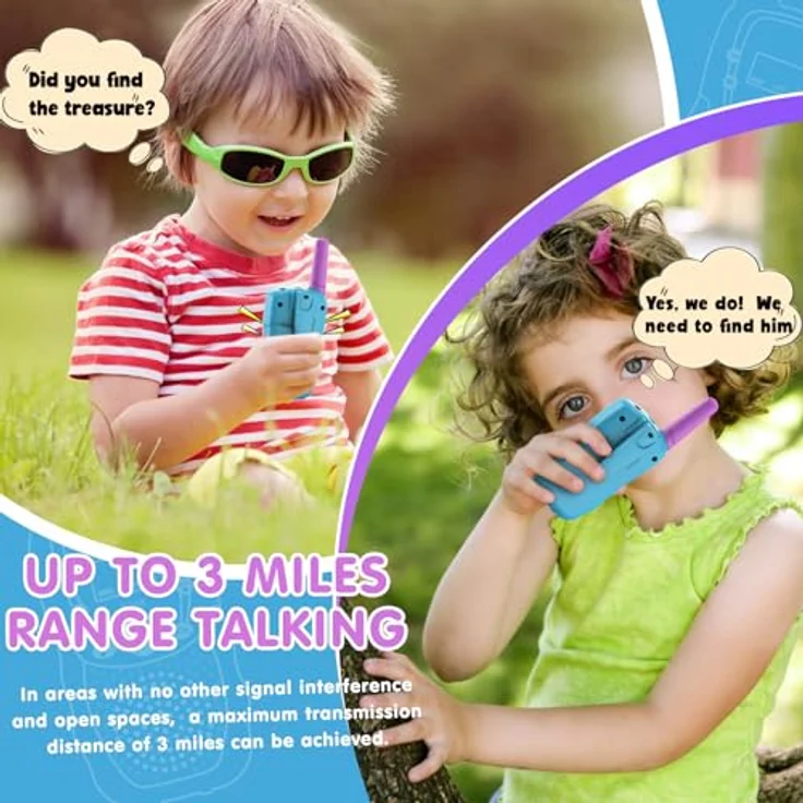 Kearui Walkie Talkies für Kinder, 8 Kanal Funkgerät mit VOX Funktion, LED-Taschenlampe und 3 Meilen Reichweite, Blau-Violett, ideal für Abenteuer im Freien, Camping und Wandern – Bild 5
